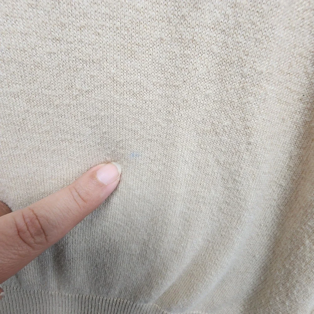 J. Mclaughlin Sweater Men's XL (Fits Slim)‎ Beige Cashmere Blend V-Neck Pullover